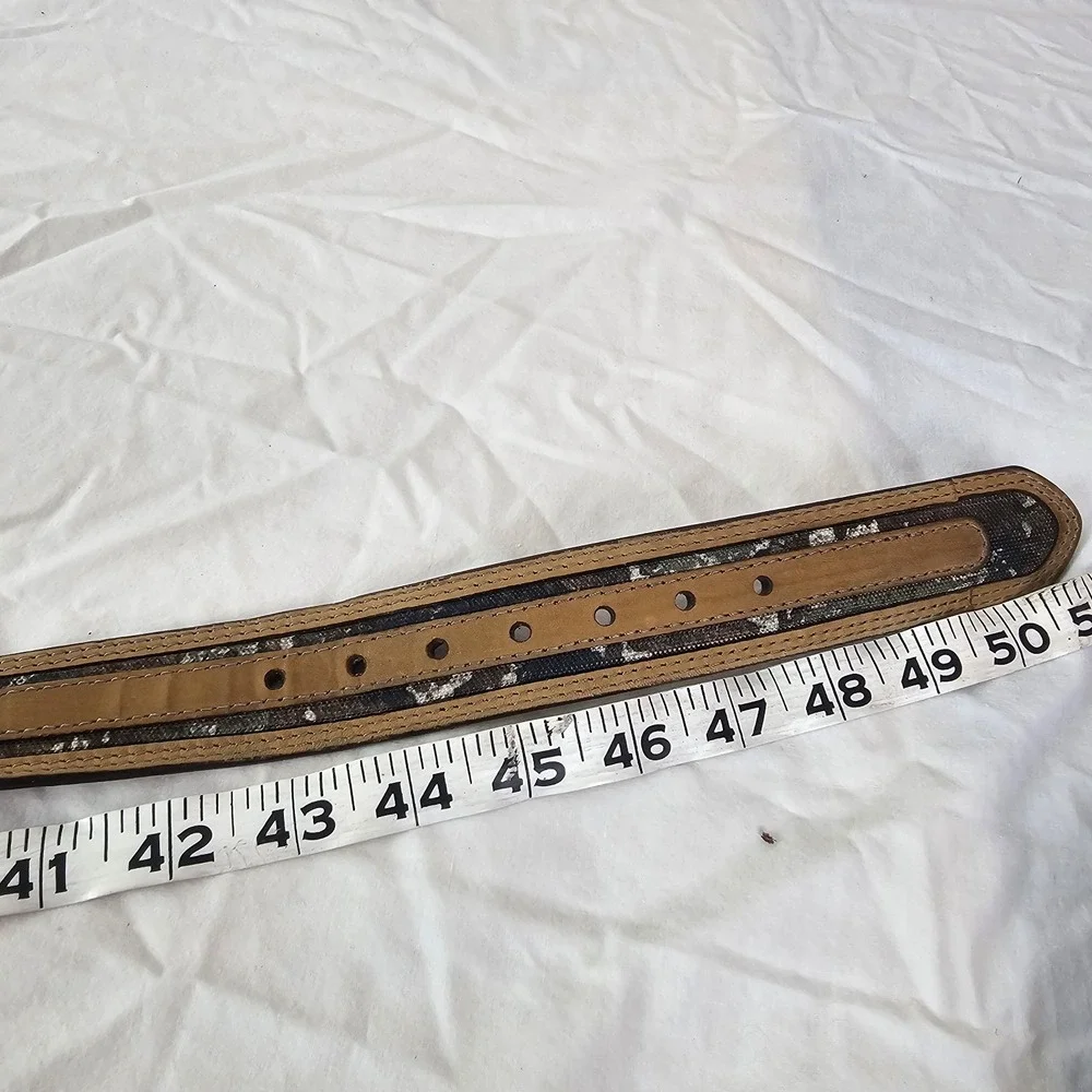 Tan and Camo Mens Leather Belt Size 44 Outdoor Hunting Casual Country